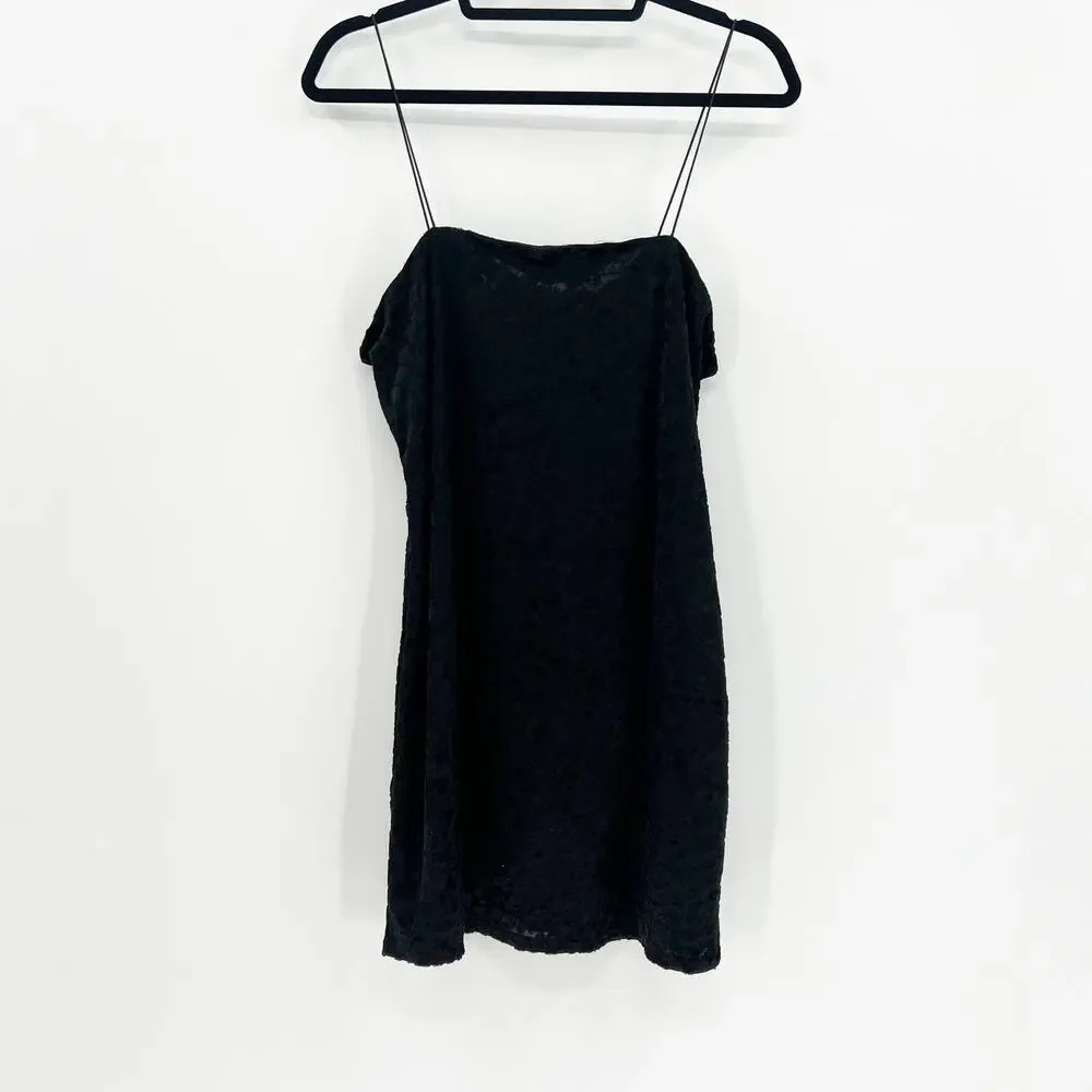Wild Fable Leopard Cami Mini Dress Womens Size L Black Square Neck Thin Strap